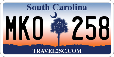 SC license plate MKO258