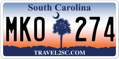 SC license plate MKO274
