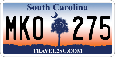 SC license plate MKO275