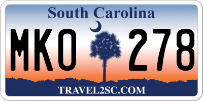 SC license plate MKO278