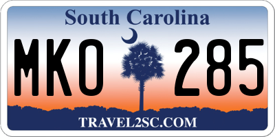 SC license plate MKO285