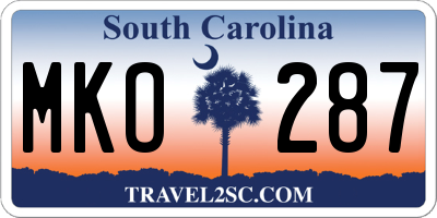 SC license plate MKO287