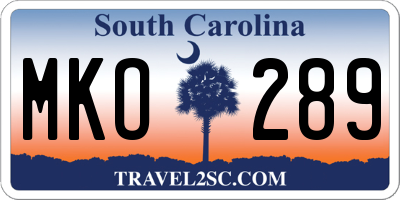 SC license plate MKO289