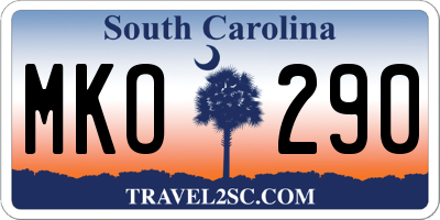 SC license plate MKO290