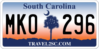 SC license plate MKO296