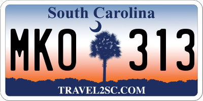 SC license plate MKO313