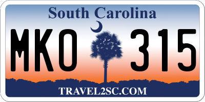 SC license plate MKO315