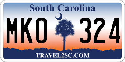 SC license plate MKO324