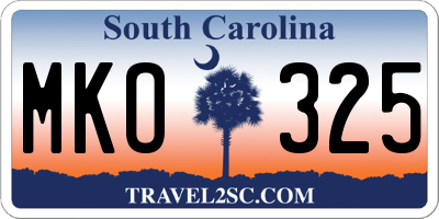 SC license plate MKO325