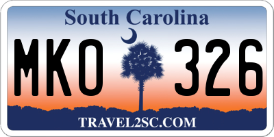 SC license plate MKO326