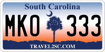 SC license plate MKO333