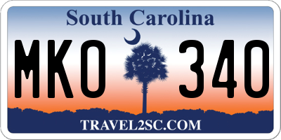 SC license plate MKO340