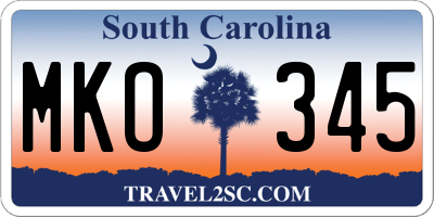 SC license plate MKO345