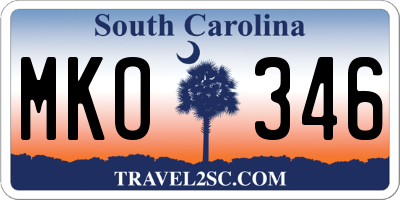 SC license plate MKO346