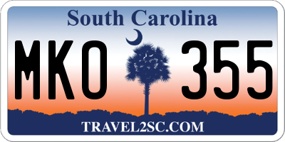 SC license plate MKO355