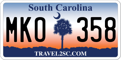 SC license plate MKO358