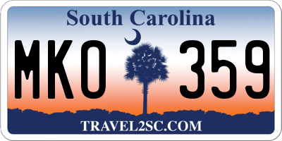 SC license plate MKO359