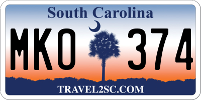 SC license plate MKO374