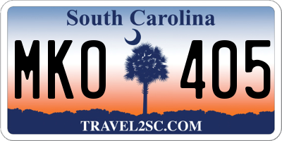 SC license plate MKO405