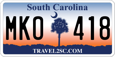 SC license plate MKO418