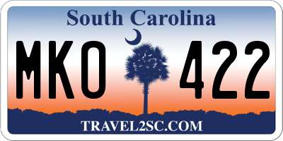 SC license plate MKO422