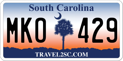 SC license plate MKO429