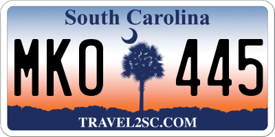 SC license plate MKO445