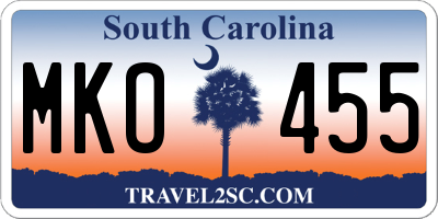 SC license plate MKO455