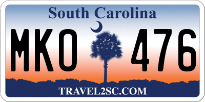 SC license plate MKO476