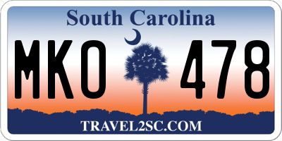 SC license plate MKO478