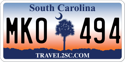 SC license plate MKO494