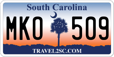 SC license plate MKO509
