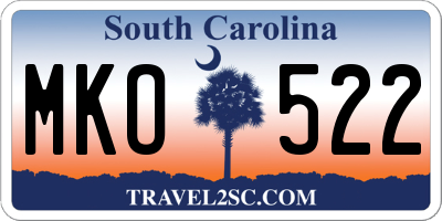 SC license plate MKO522