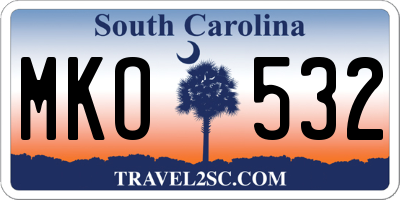 SC license plate MKO532