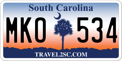 SC license plate MKO534