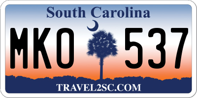 SC license plate MKO537