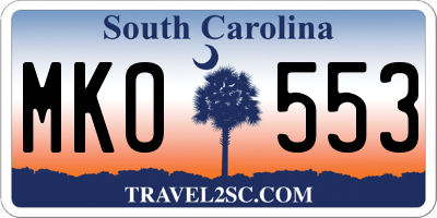 SC license plate MKO553