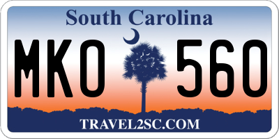 SC license plate MKO560