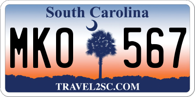 SC license plate MKO567