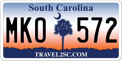 SC license plate MKO572