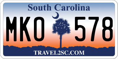 SC license plate MKO578