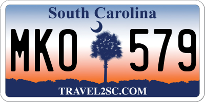 SC license plate MKO579