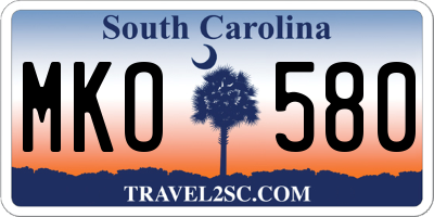 SC license plate MKO580