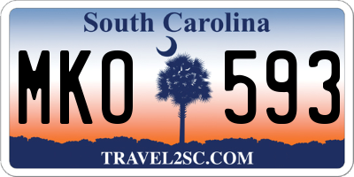 SC license plate MKO593