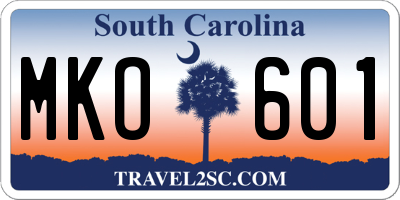 SC license plate MKO601