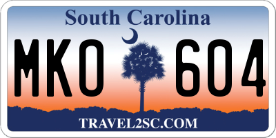 SC license plate MKO604