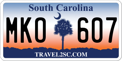 SC license plate MKO607