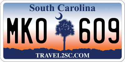 SC license plate MKO609