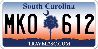 SC license plate MKO612