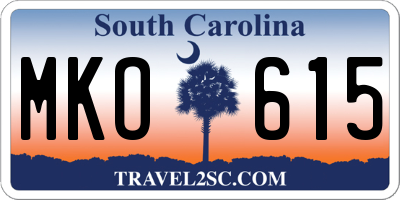 SC license plate MKO615